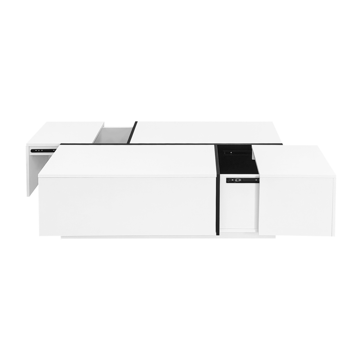 Modern Coffee Table Side End Table Extendable Sliding Top w/ Hidden Storage