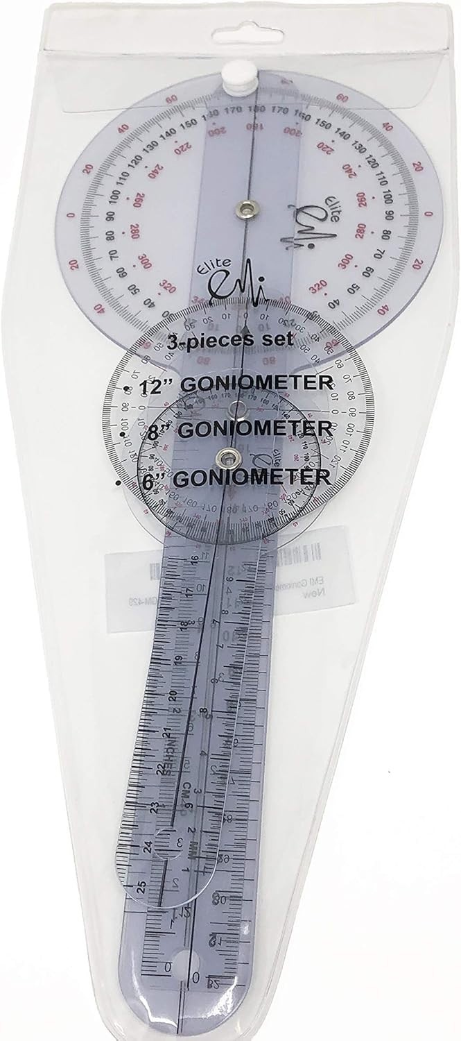 Essential Goniometer Set 12", 8", 6" - Great for Precision Measurements