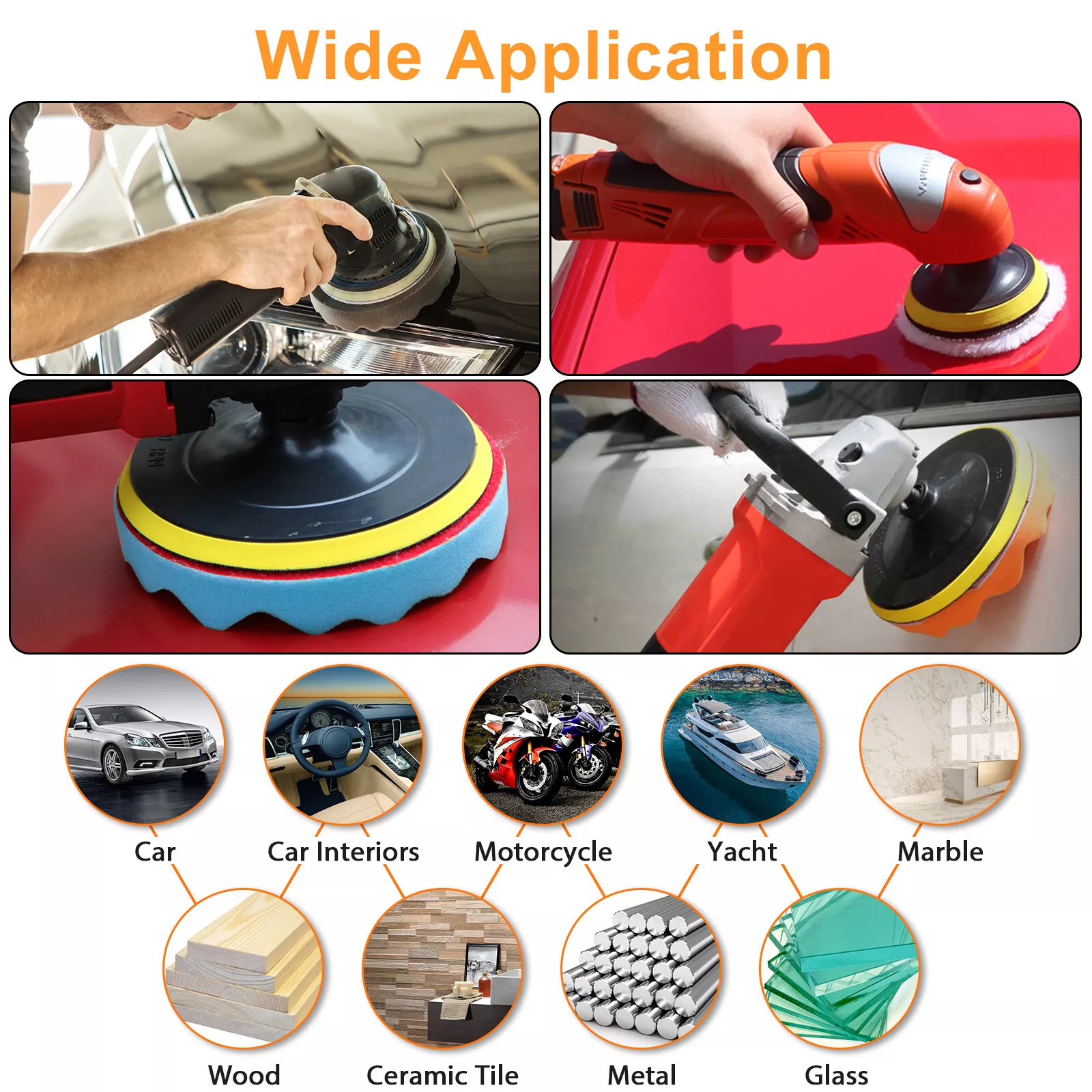 9Pcs 5 Inch Car Buffing Polishing Pads Waxing Sponge Foam Kit for Polisher Drill