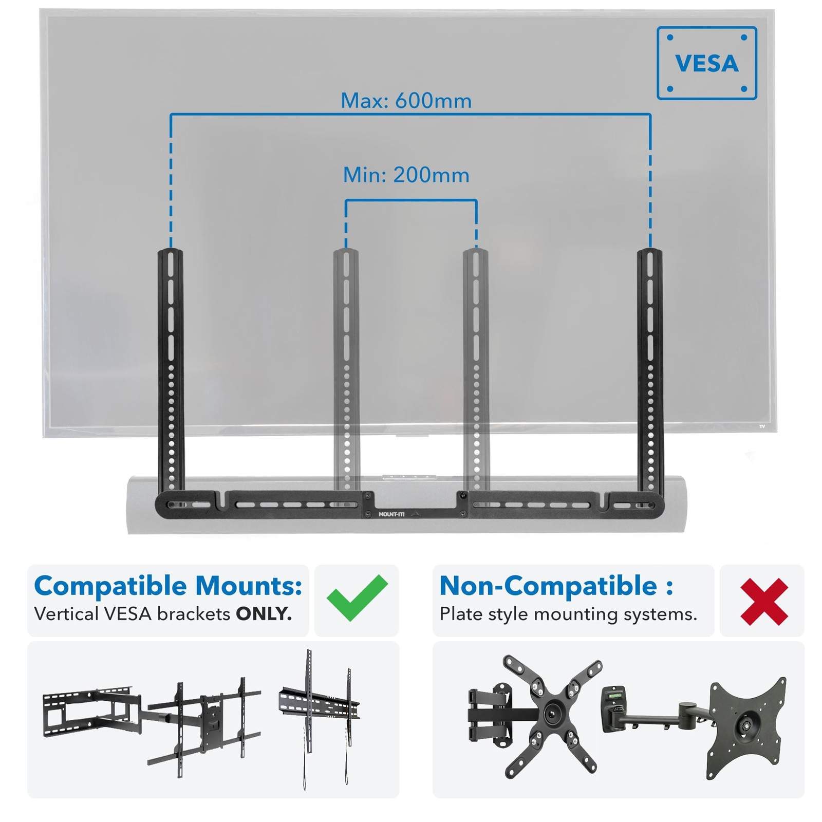 Mount-It! Sonos Arc Sound Bar TV Mounting Bracket