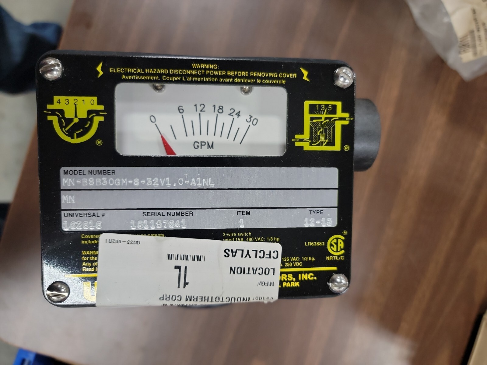 UNIVERSAL FLOW MONITORS MN-BSB30GM-8-32V1.0-A1NL FLOW METER