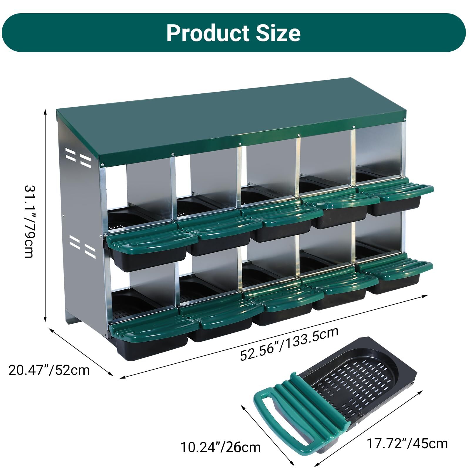 10 Compartments Chicken Nesting Box Chicken Nesting Boxes for Laying Eggs Metal
