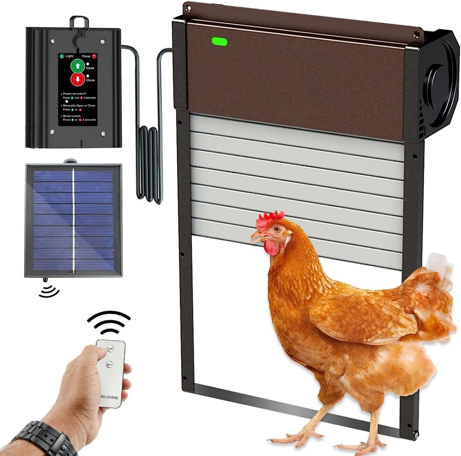 Hamuti Automatic-Chicken-Coop-Door-Solar - Powered Opener with Timer