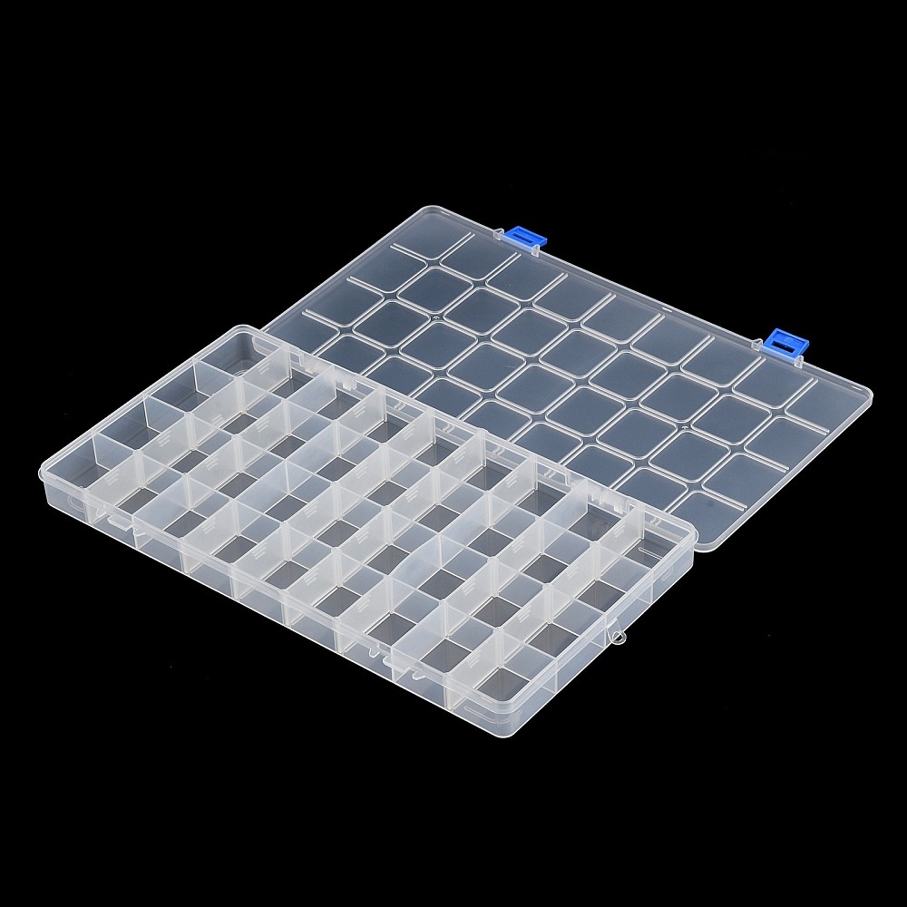 Plastic 36 Grids Clear Bead Storage Box Removable Divider Jewelry Organizer Case