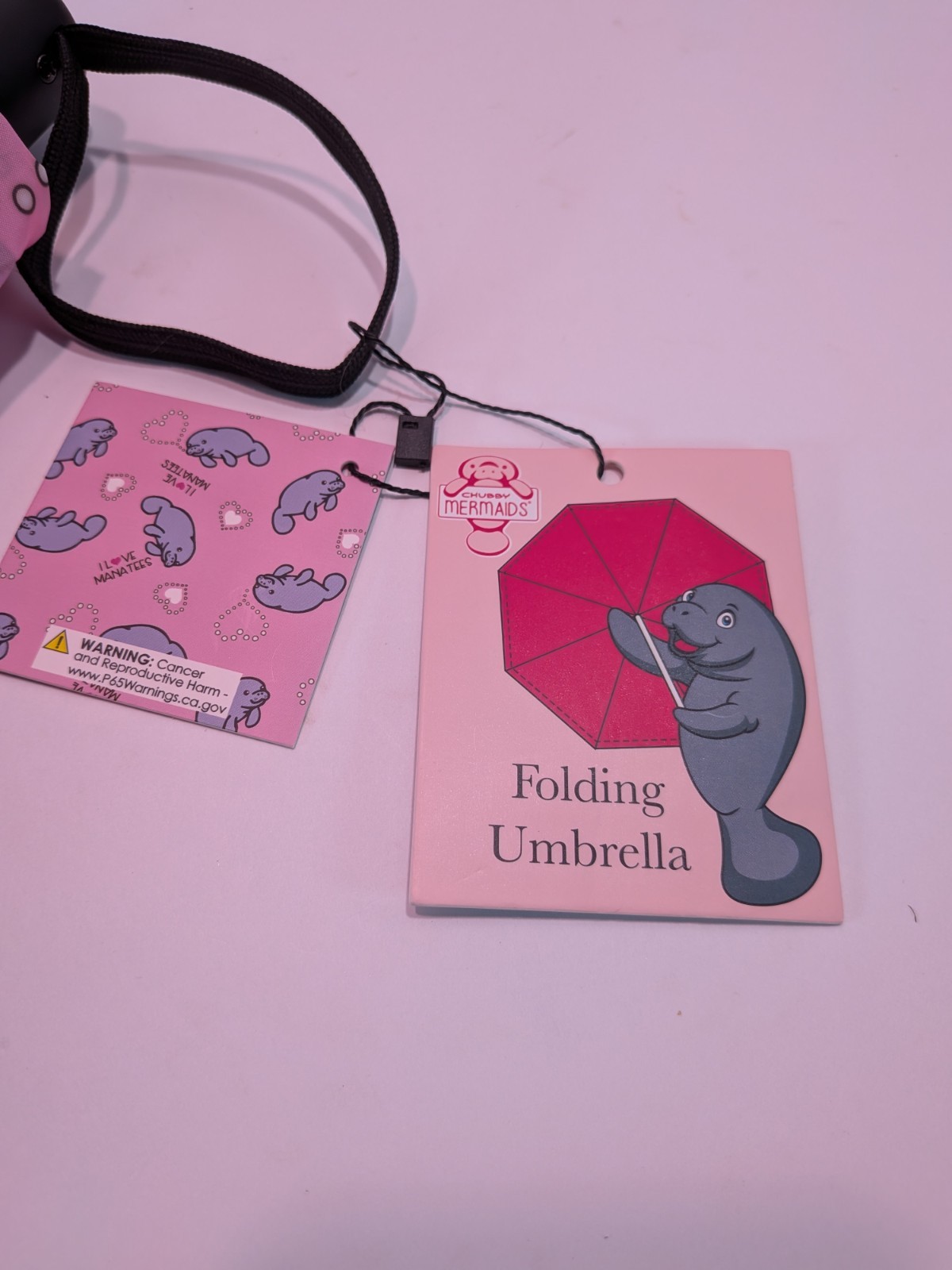 Chubby Mermaids Pink Manatee Folding Umbrella NWT