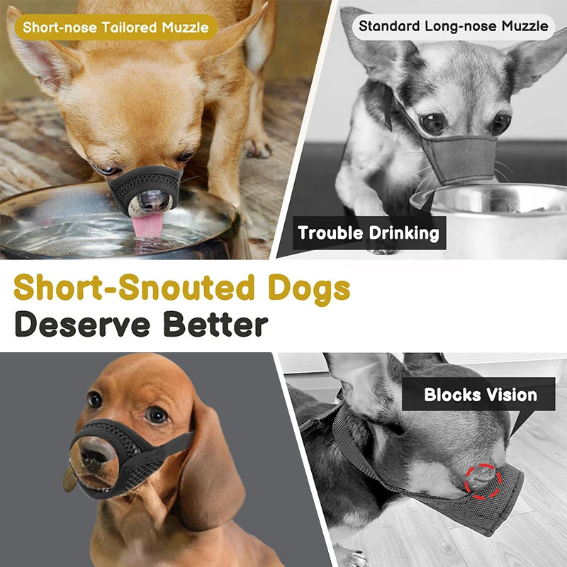 1pcs Breathable Mesh Dog Muzzle - Anti-biting for Short Snout small-medium Dogs