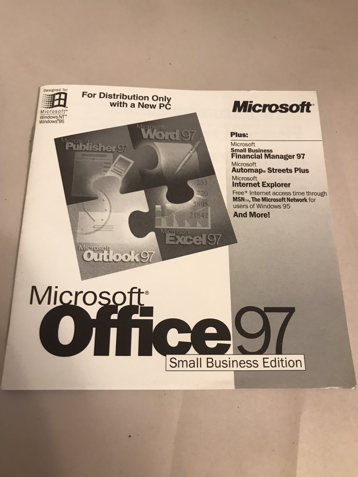 Microsoft Office 97 Small Business Edition Disc Only No Code