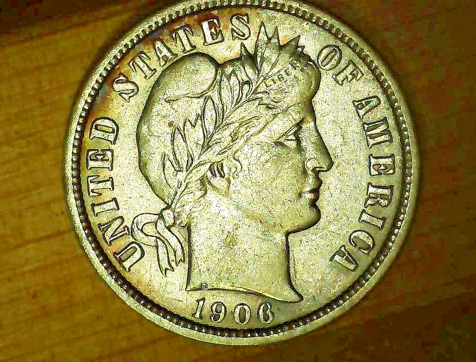 1906-P  Barber Dime with error