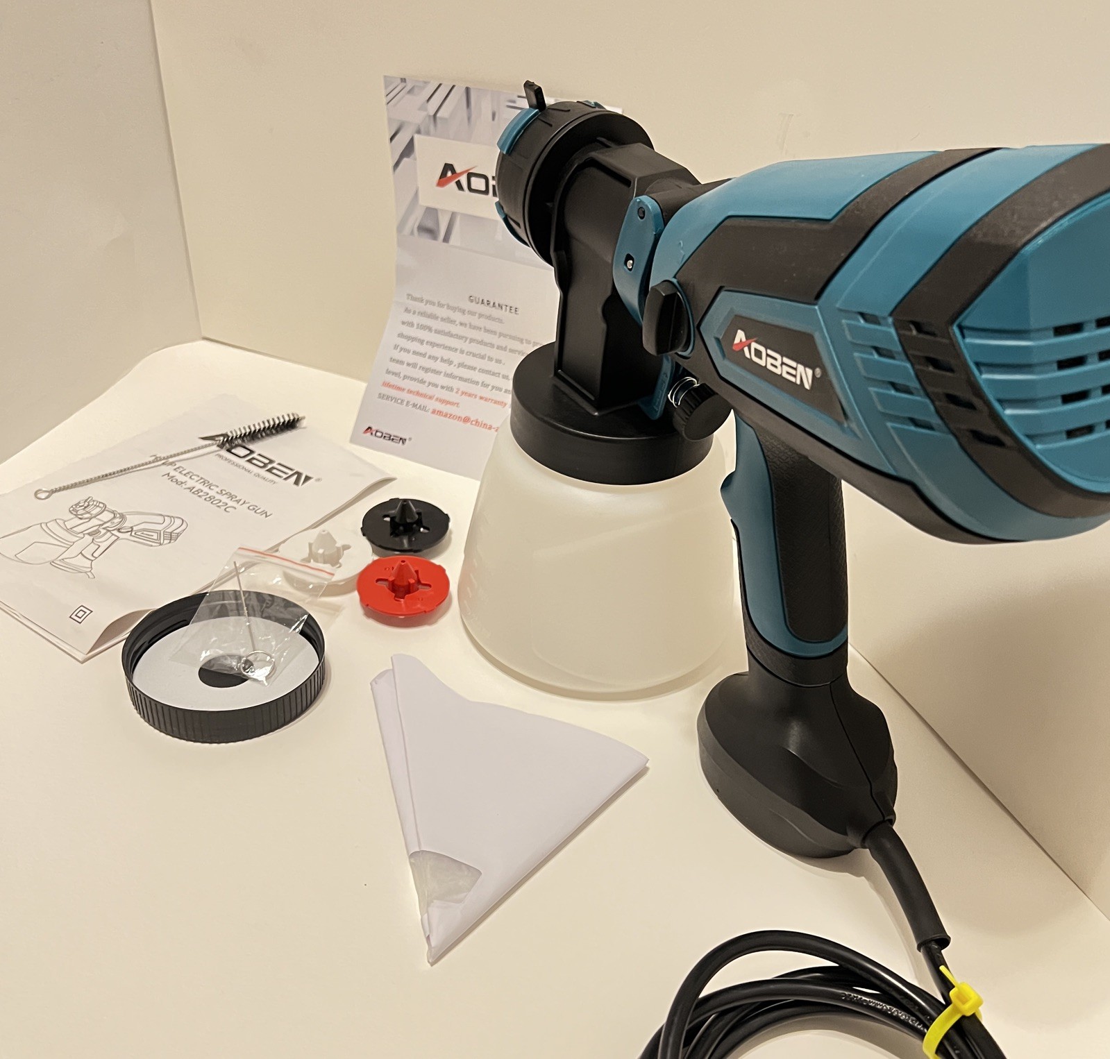 AOBEN Hvlp Electric Spray Gun *750W   w/ 4 Nozzles & 1000ml Container / AB2802C