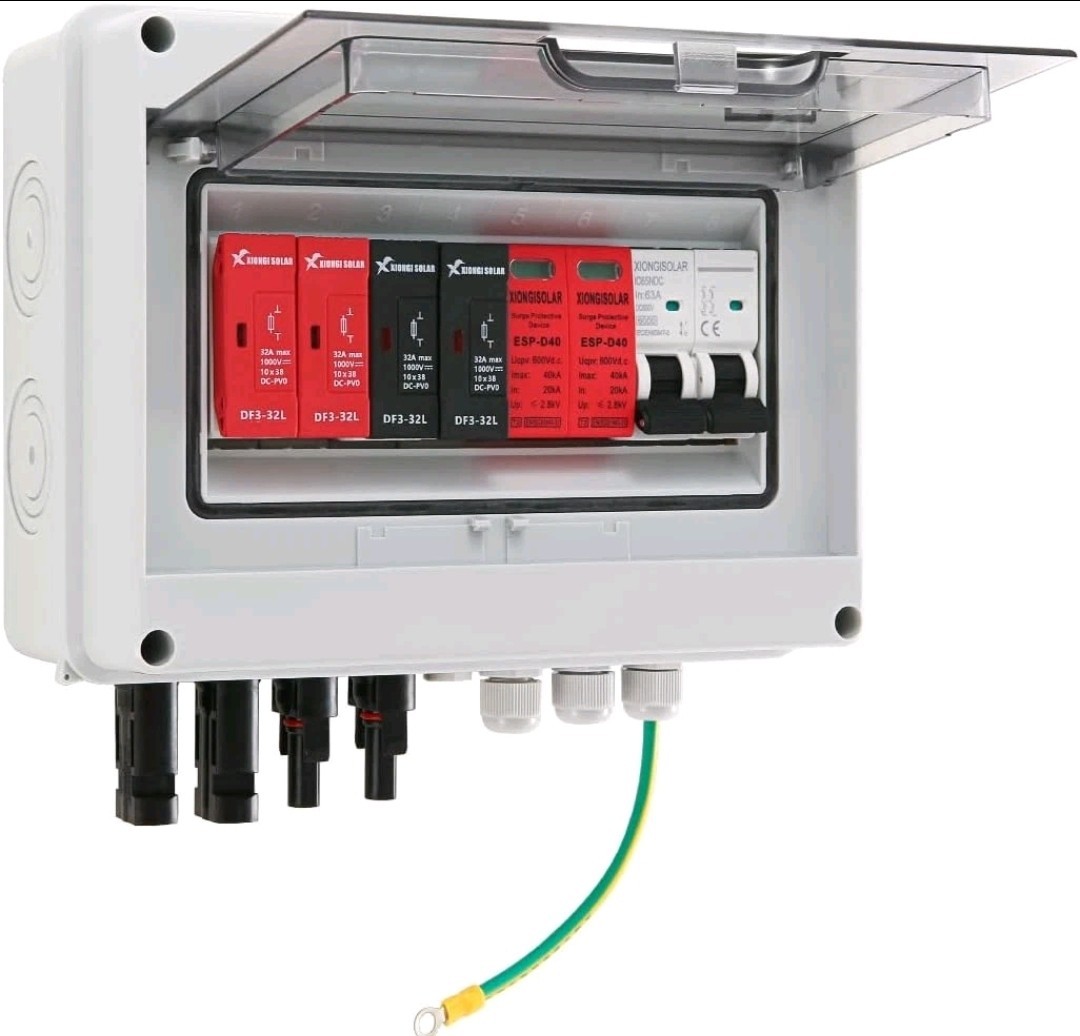 600V Solar DC PV Combiner Box,2 String with Lightning Arrester Connector for On