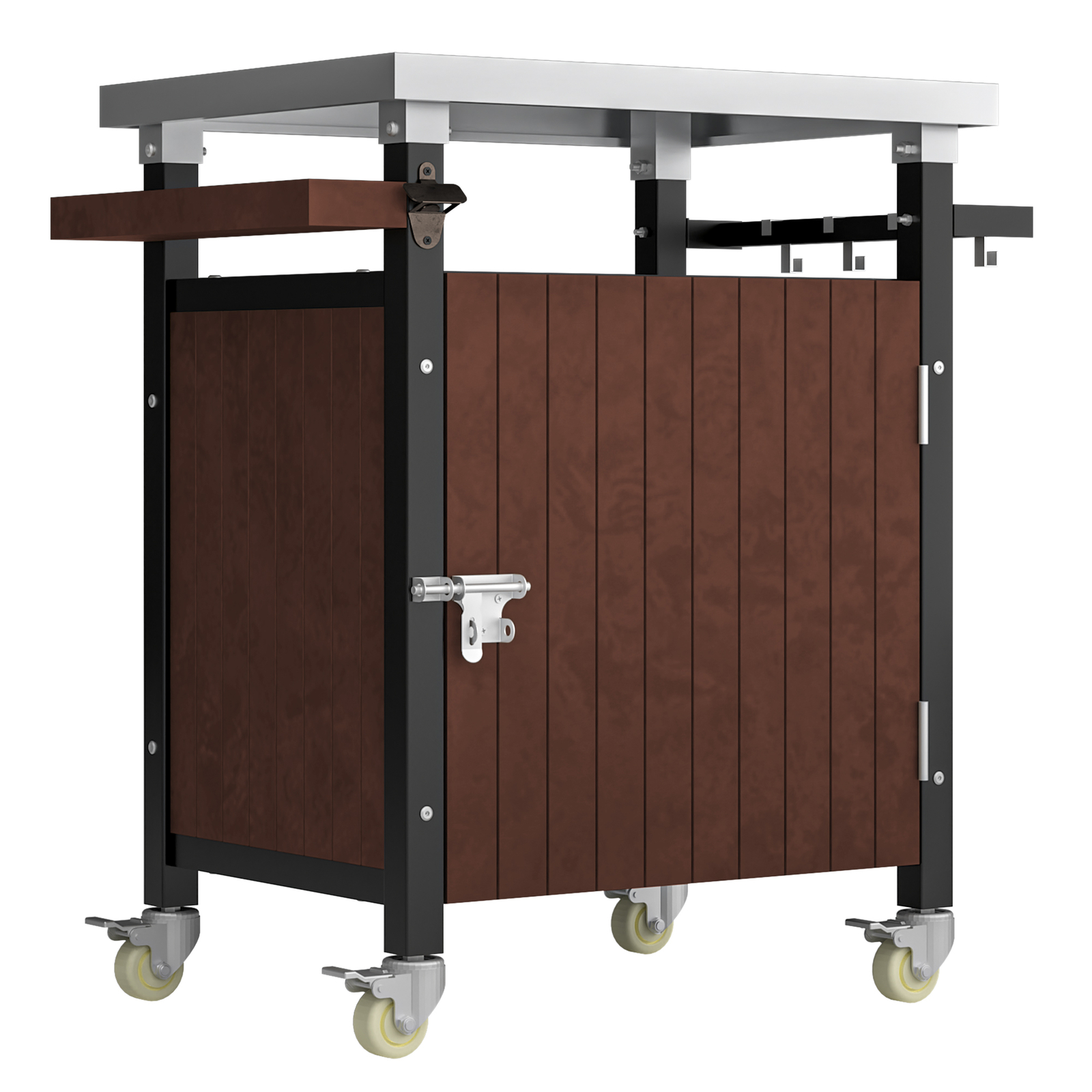 Outdoor Grill Cart Kitchen Island Grill Table Serving Cart Rolling Bar Cart