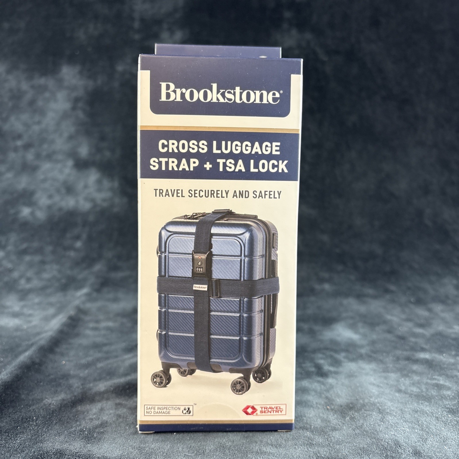 Brookstone Cross Luggage Strap + TSA Lock Black NEW