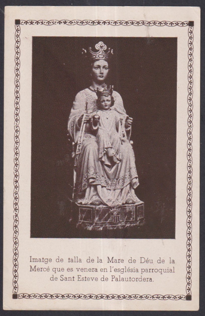 Holy card antique de la Virgin de la Merced santino image pieuse estampa