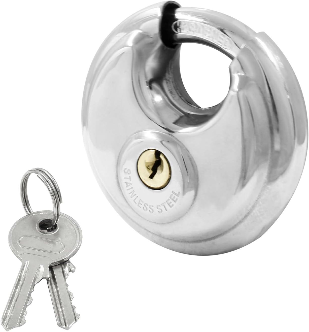 Heavy Duty round Disc Padlock, 3/8" Diameter Shackle | Stainless Steel Disc Lock