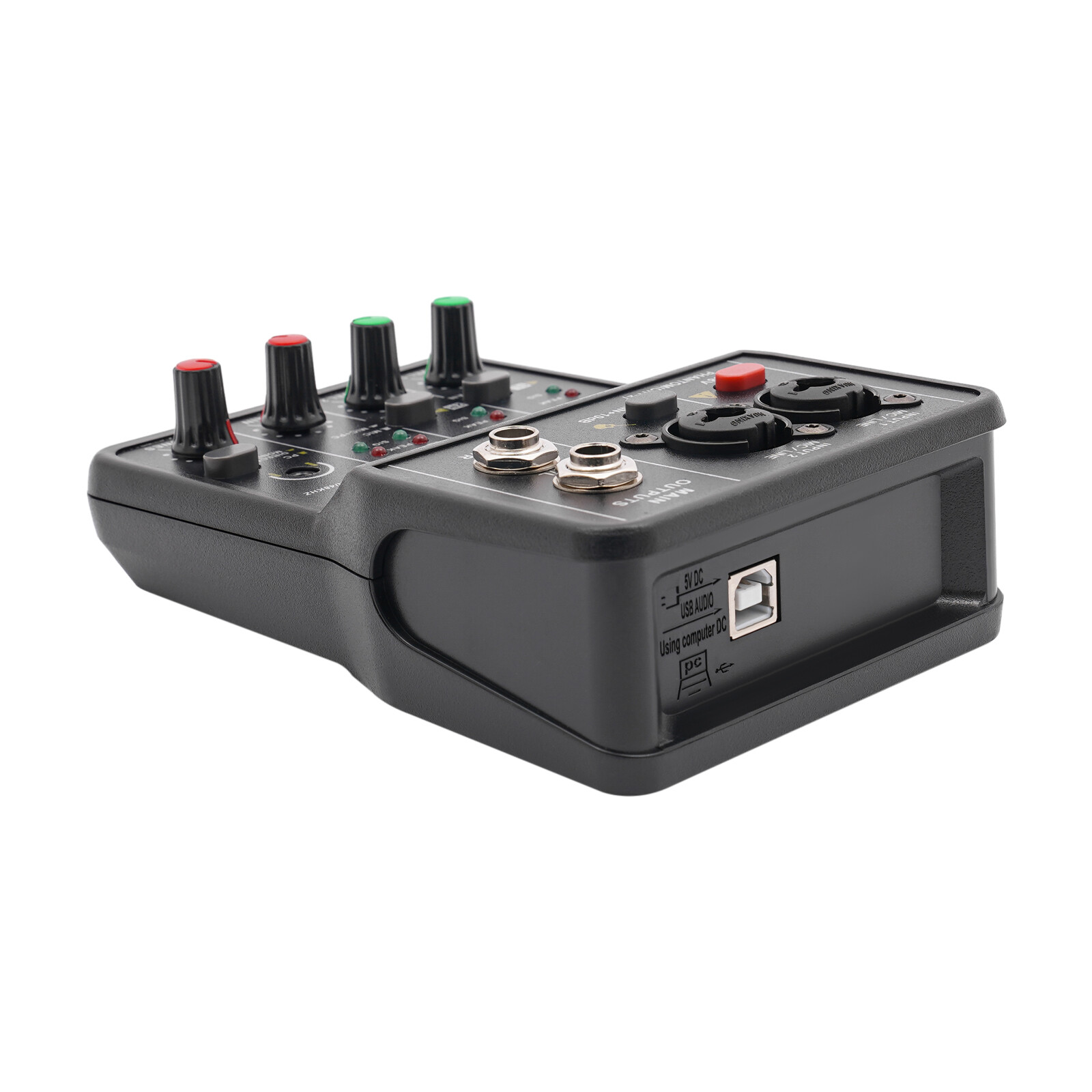 2 Channel Mini Audio Mixer Bluetooth USB DJ Console + Sound Card Studio Mixer