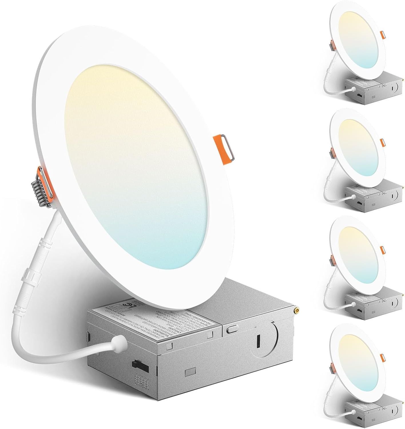 Amico 4 Pack 6 Inch 5CCT Ultra-Thin LED Recessed Ceiling 6 inch-5CCT, White