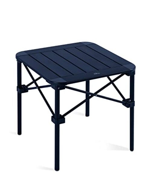 Lightweight Stable Alu. Folding Square Table Roll Up Top with Small Dark Black