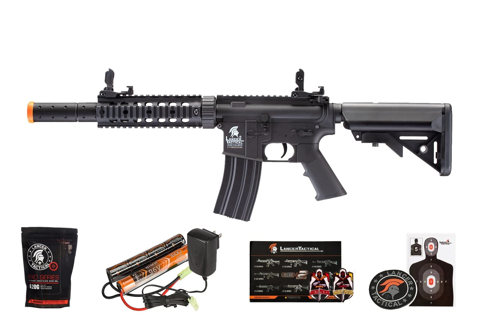 Lancer Tactical Gen 2 Durable Airsoft Gun SD M4 Polymer- Full/Semi-Auto Piact...