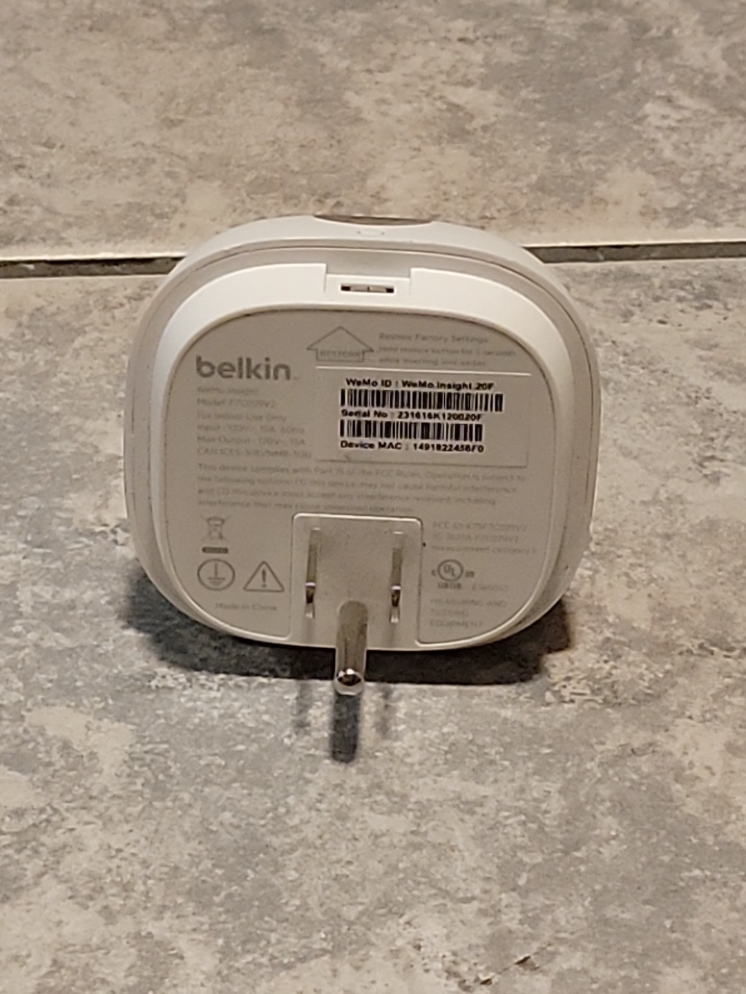 Belkin WeMo Insight Smart Switch WiFi Plug - F7C029V2