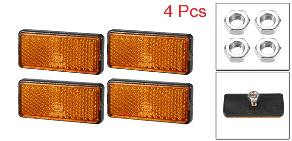 4pcs 2.20"x0.98" Universal Reflector Rectangle Motorcycle Reflector Orange
