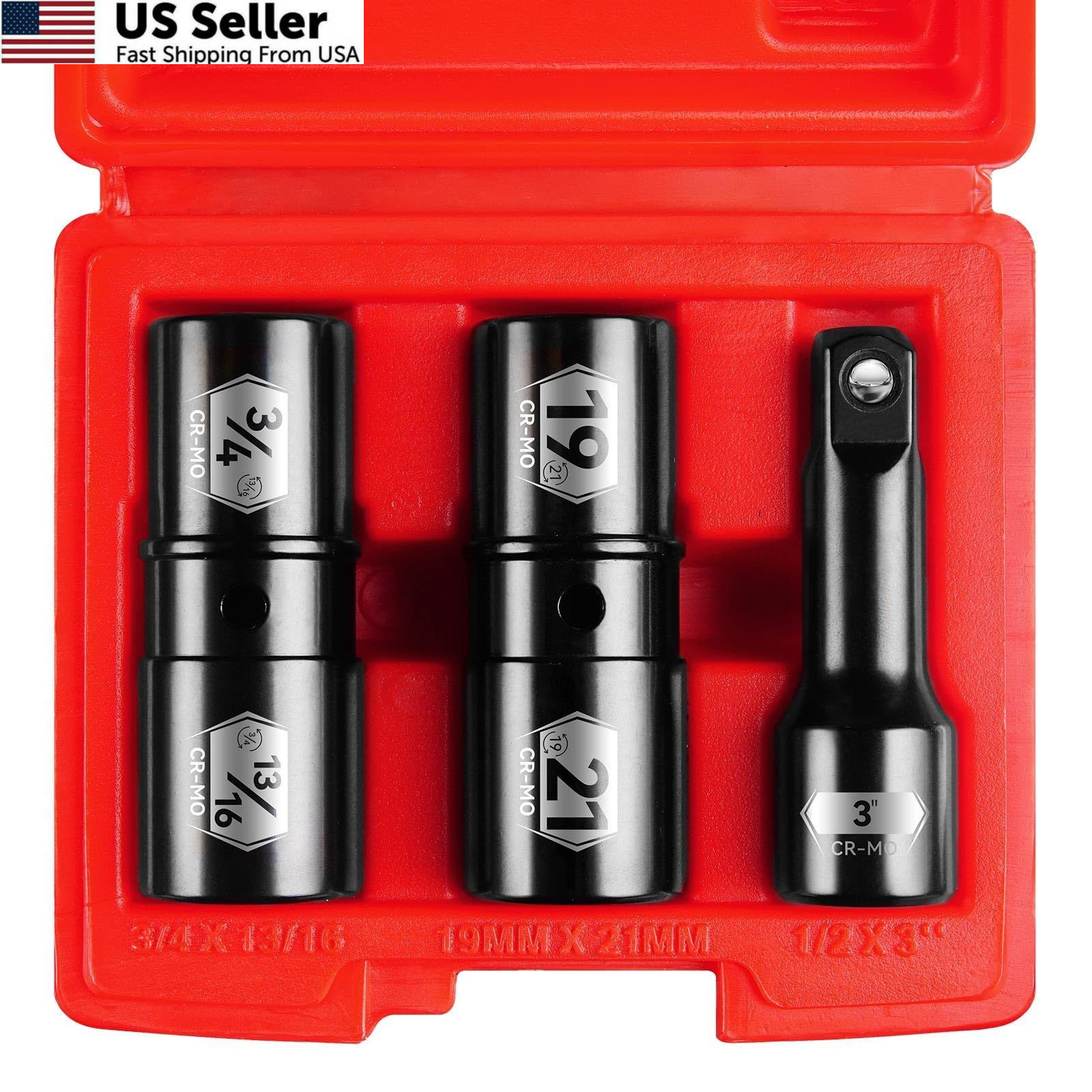 BLACKROBOT 1/2 Inch Drive Impact Socket Set, Double Sided Lug One Size, Black
