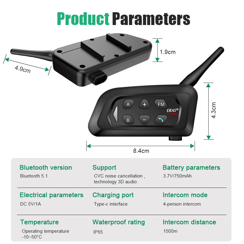 4pcs Full Duplex Football Referee Bluetooth Headset Intercom Talk Same Time