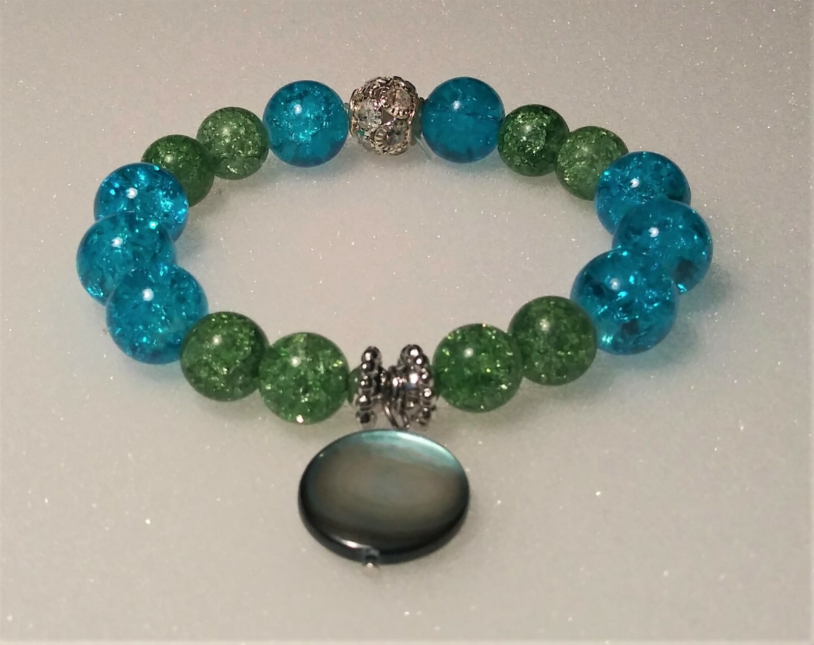 Fashionable Beach Inspired Beaded Bracelet - Faux Stone Charm - One Of A Kind