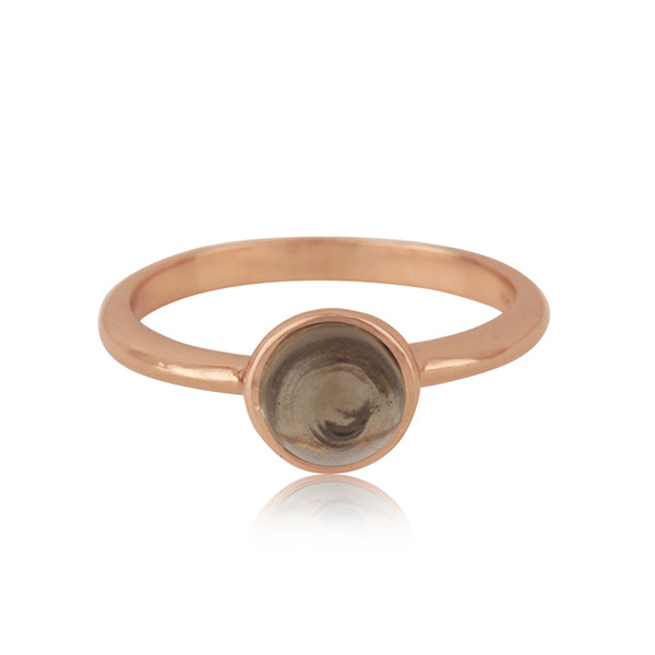 Rose Gold Plated Handmade 925 Silver Smoky Gemstone Ring Simple Wedding Jewelry