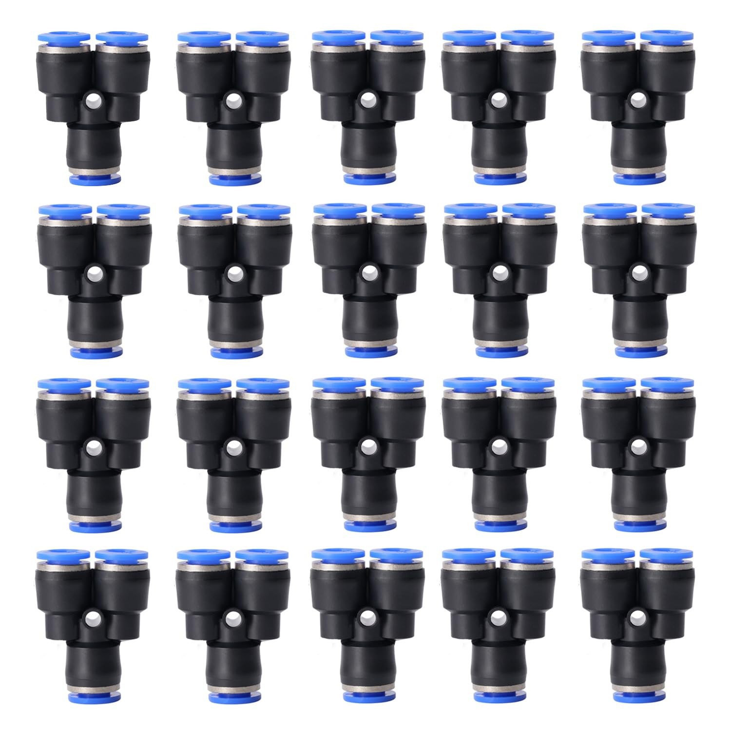 1/4 Push To Connect Fittings Y Splitter Pneumatic Air Hose Quick OD 20 PCS