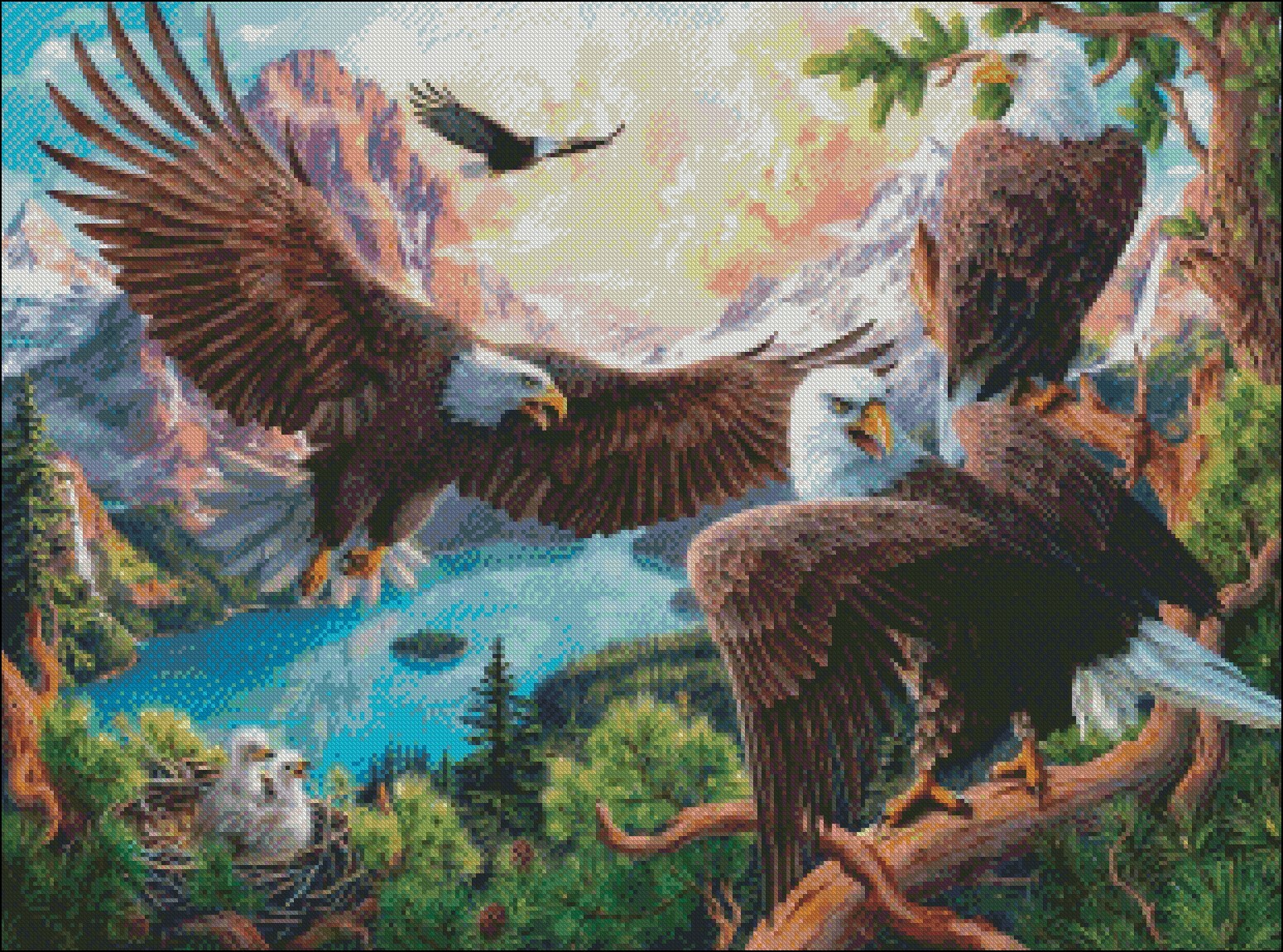 Eagle Dance - Chart Counted Cross Stitch Patterns Needlework DIY DMC Color