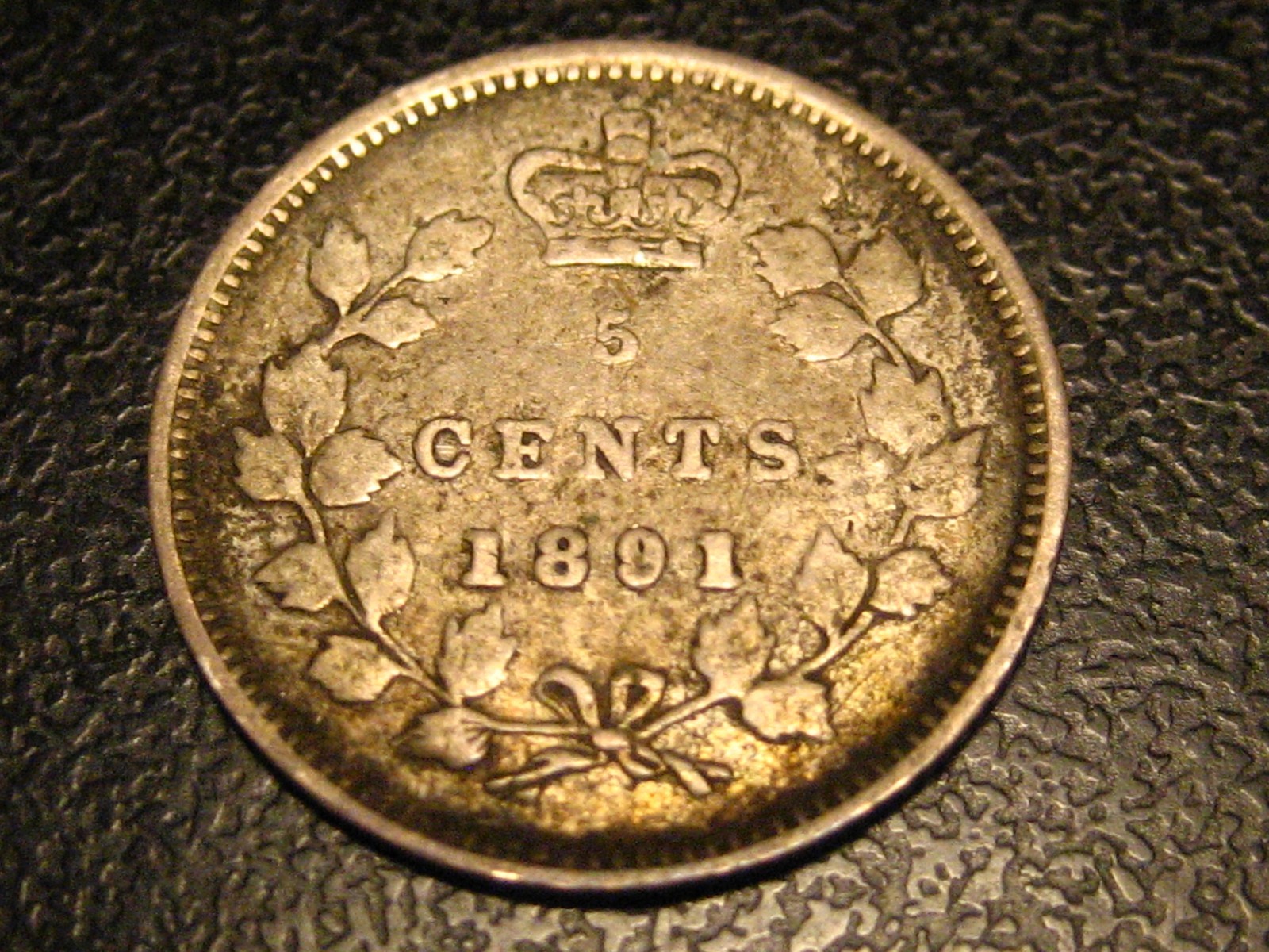 1891 Obv. 5 Canadian 5 Cent Silver Fine+ #2