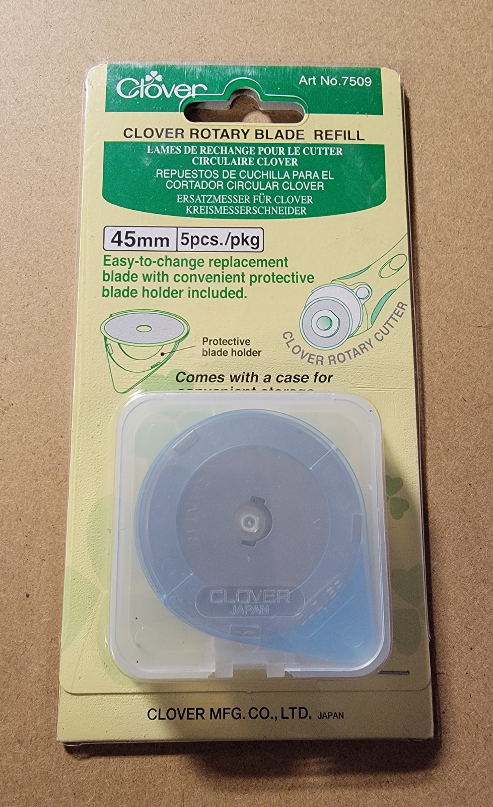 BRAND NEW Clover 7509 Rotary Blade Refills for 45mm 5 Pack