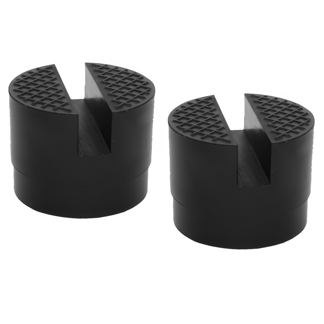 2Pcs Universal Premium Slotted Jack Pad Pinch Weld Frame Rail Adapter Black