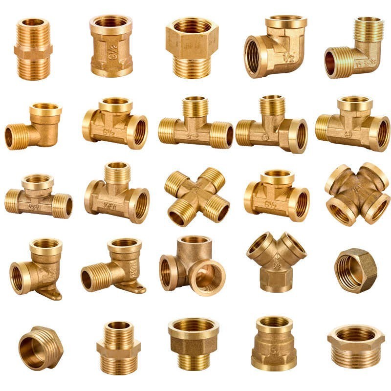 Water Pipe Plumbing Fittings Brass Thread Fittings Straight Elbow Tee 4-Way etc