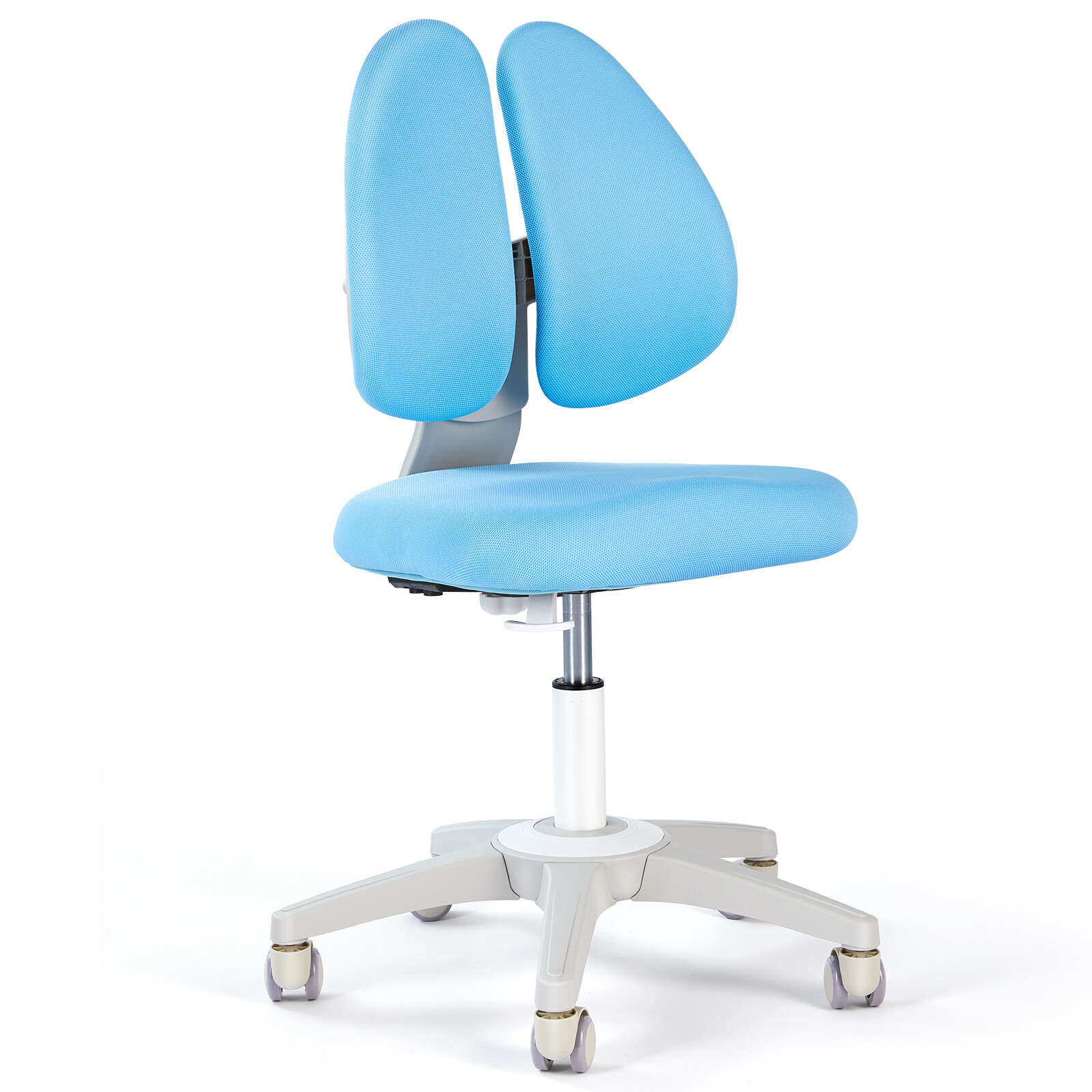 Blue Kids Study Chair Adjustable Height & Seat Depth Auto Brake Caster Boy Chair