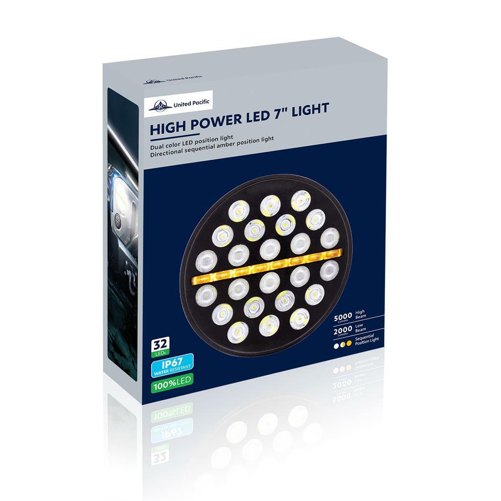 7" round headlight ULTRALIT 24 LED Light With Dual Color LED Light Bar 36452 new