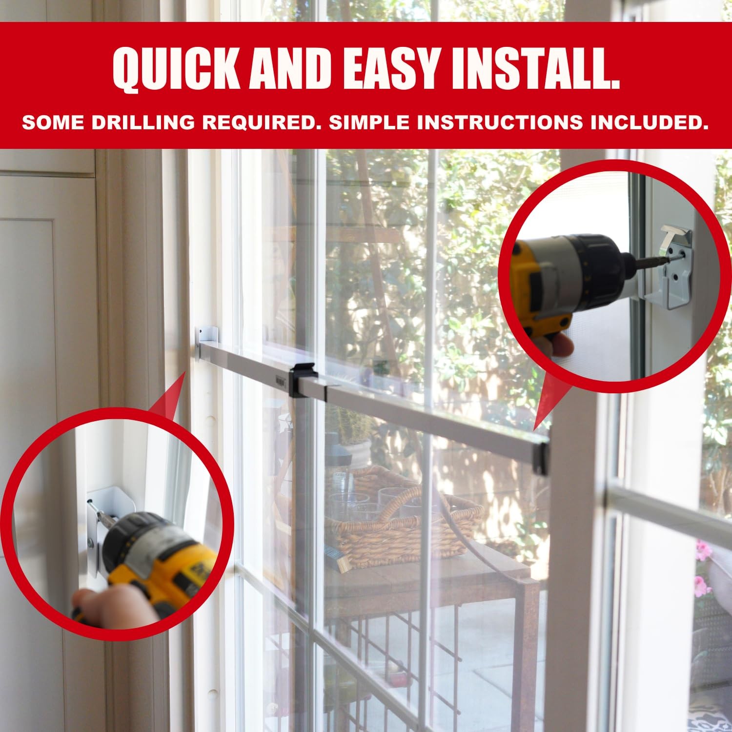 SECURITYMAN Sliding Door Security Bar-Child Proof One Size", White