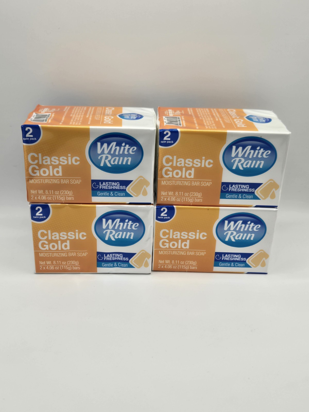 8 Bars - Classic Gold Moisturizing Bar Soap - White Rain - 4/2Packs
