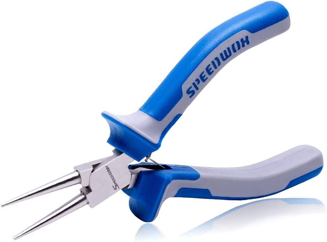 SPEEDWOX 5 Inch round Nose Pliers - Mini Ultra Tapered Jaw Precision Nippers wit