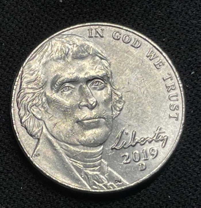 STRONG 2019-D Jefferson Nickel with Double Die Obverse/Double Die Reverse Errors