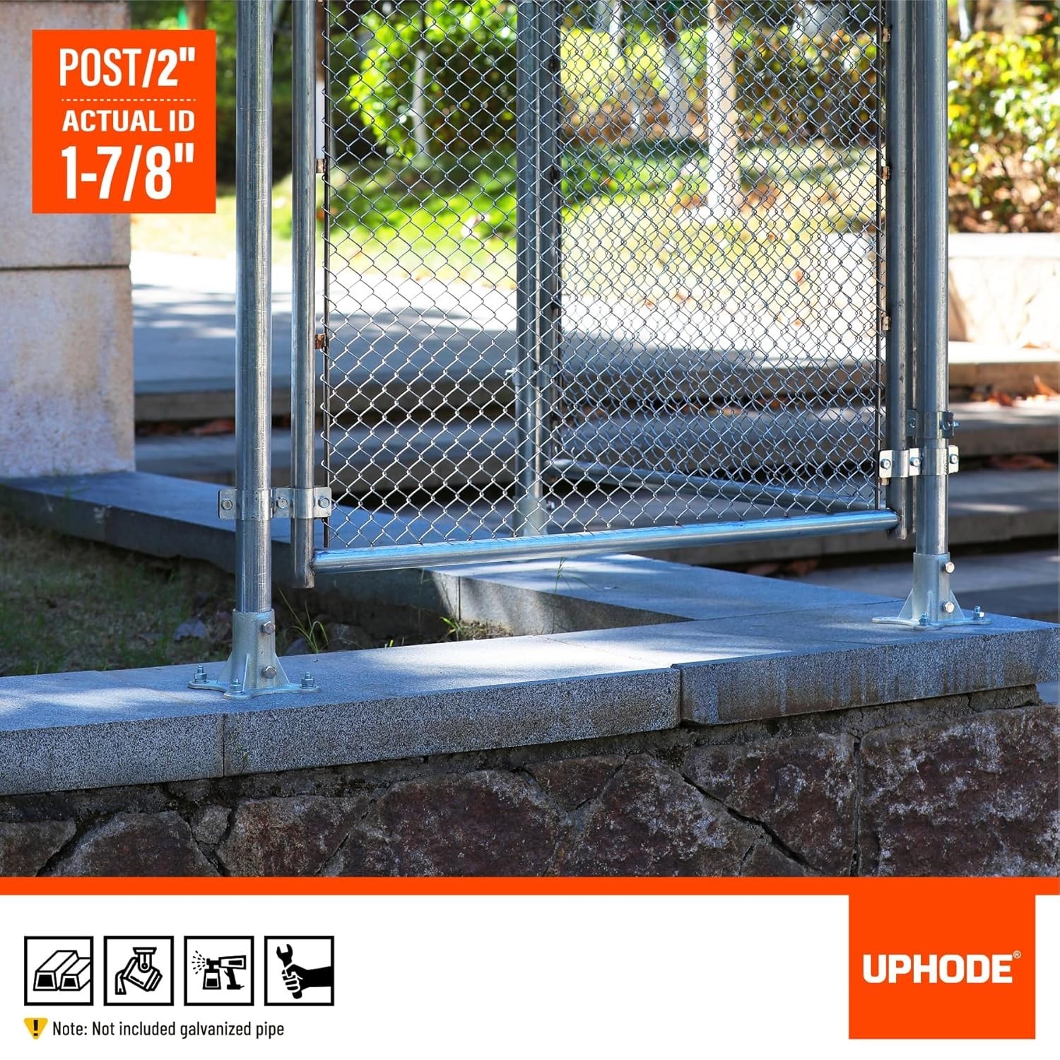 2" Chain Link Fence Post Floor Flange Base 2 Pack Metal Post Mount Bracket