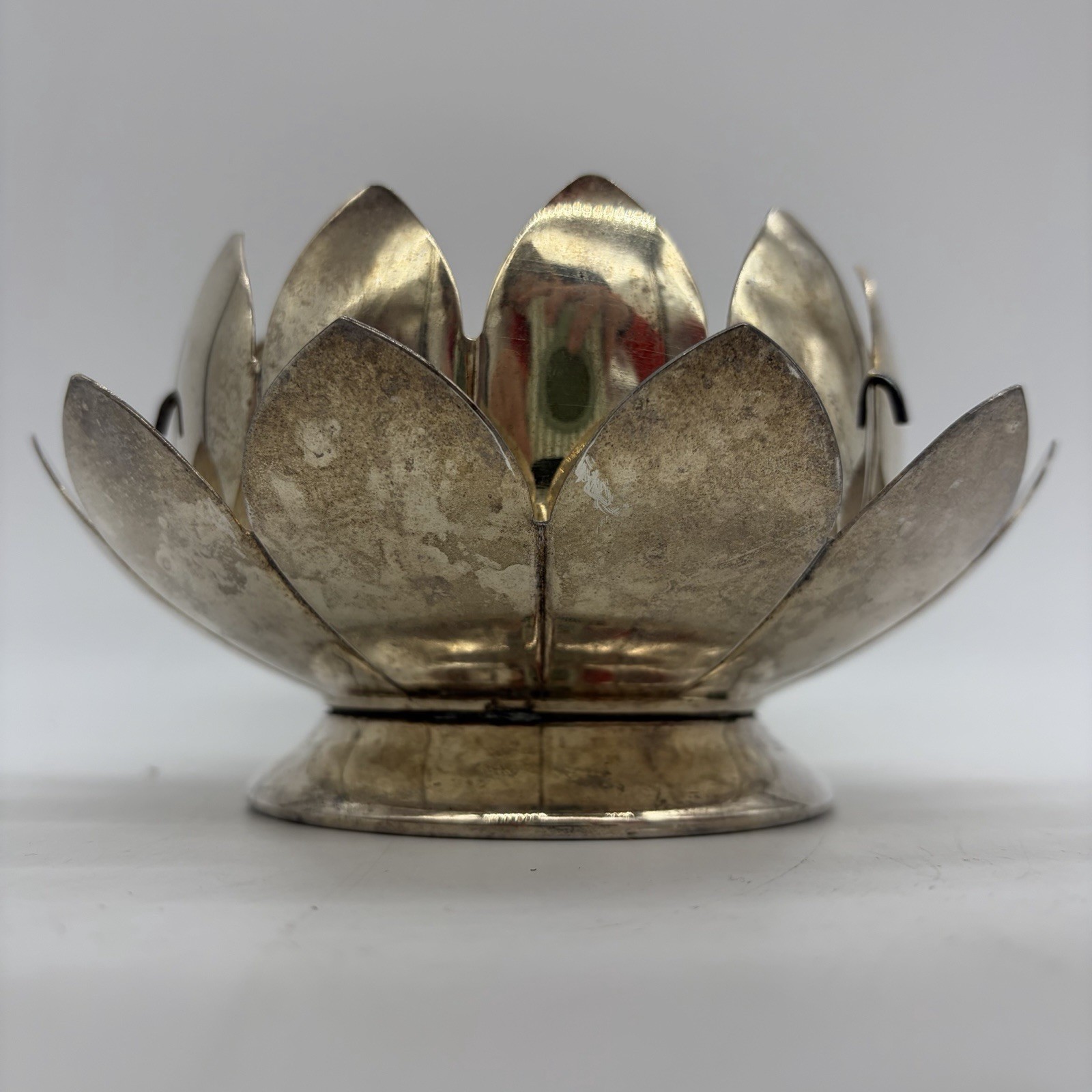 Vintage Leonard Silver Plate Flower Frog Arrangement Three Piece Lotus Cottage