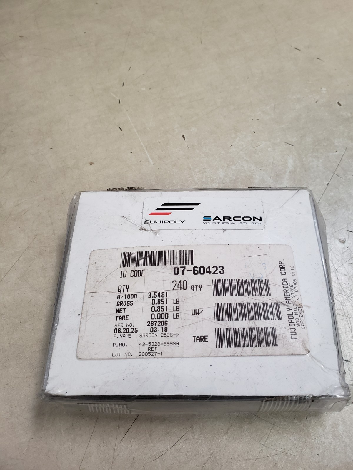 Lot of 240 - Fujipoly Sarcon Thermal Pads 07-60423