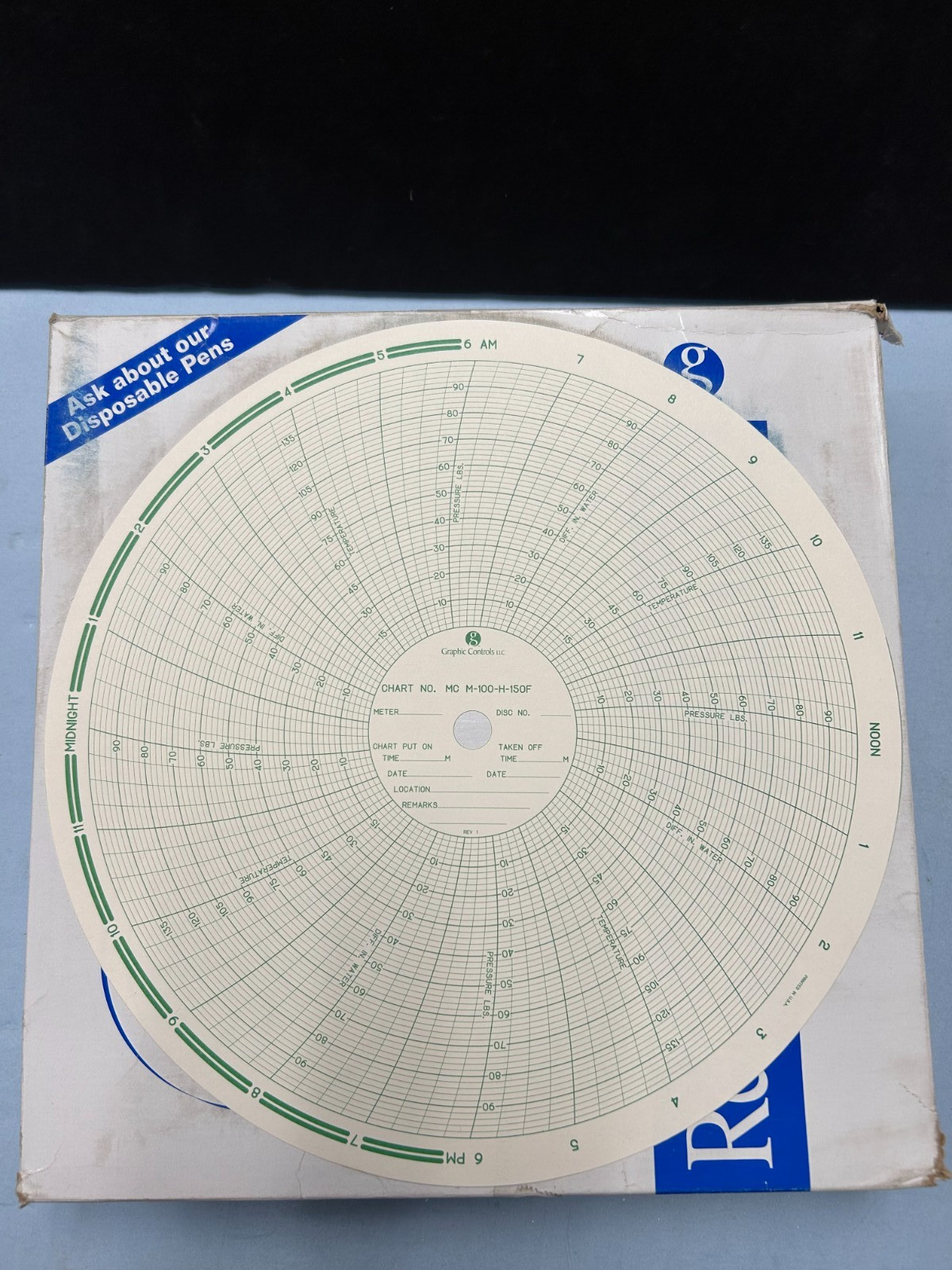 Graphic Controls M-100-H-150F Recording Charts