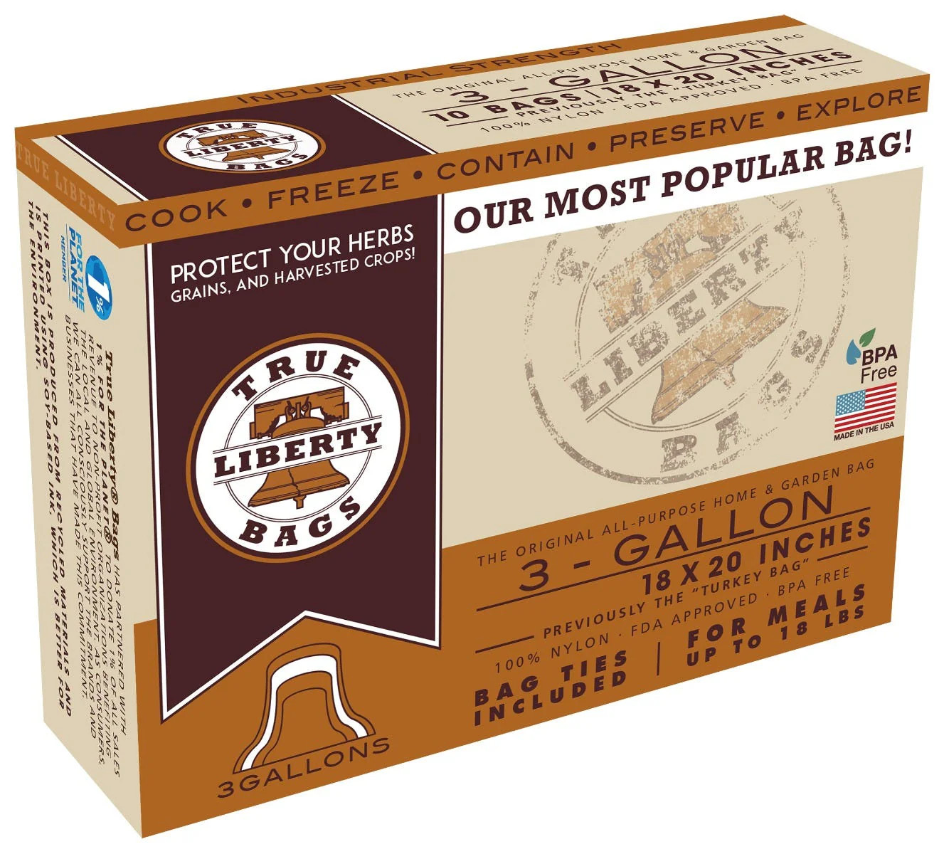 True Liberty 3 Gallon Turkey Bags 18 in x 20 in (1000/pack) Hydroponic