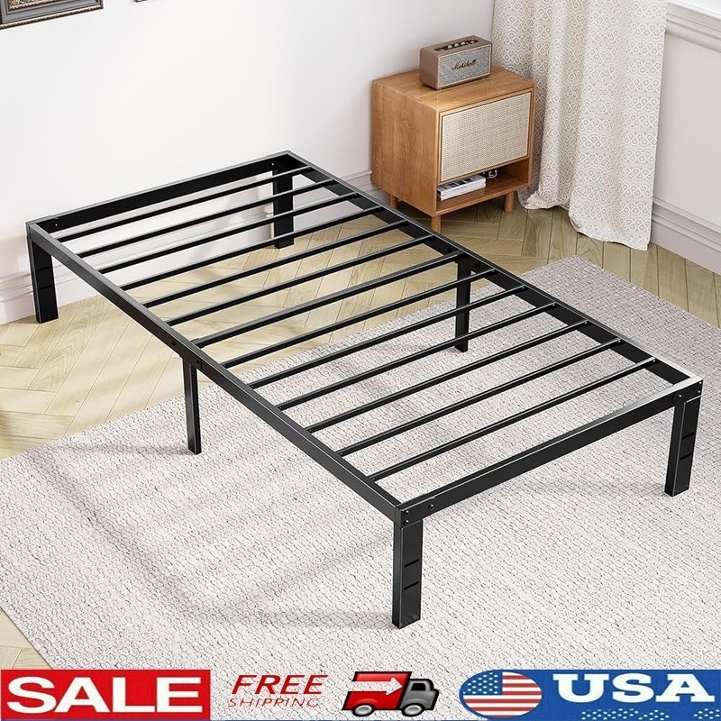 Metal Twin Bed Frame Platform No Box Spring Storage Easy Assembly Durable New