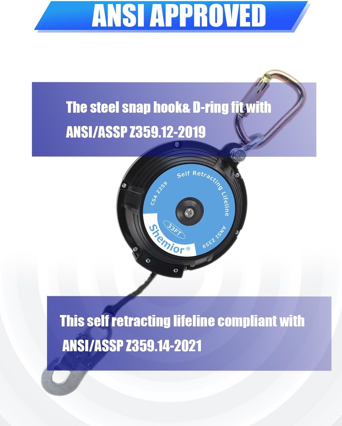 🔥🔥 33FT Web Self Retracting Lifeline, No Tangle Lightweight Housing SR 🔥🔥
