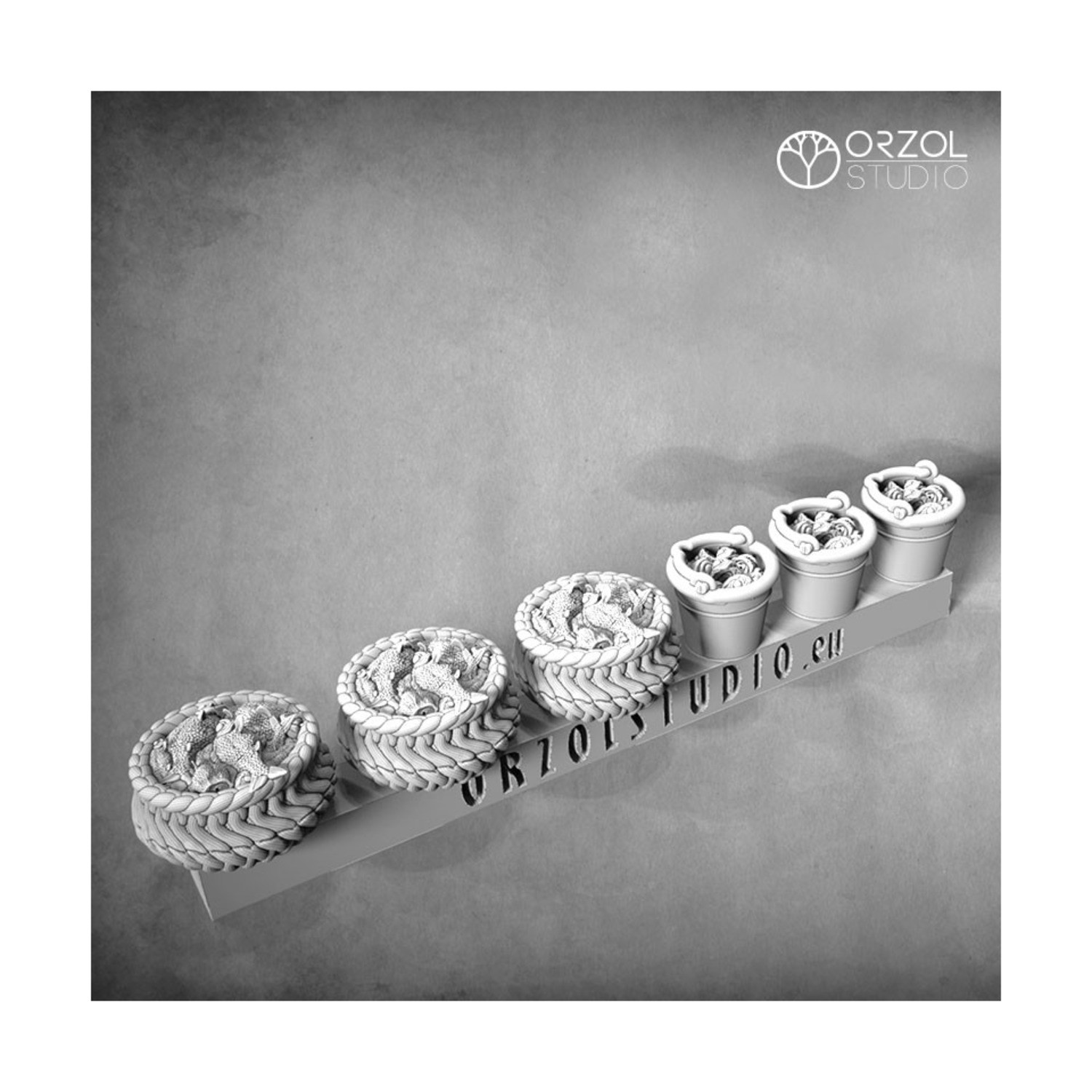 Hexy Shop Mini Terrain 28mm Baskets and Buckets Pack New