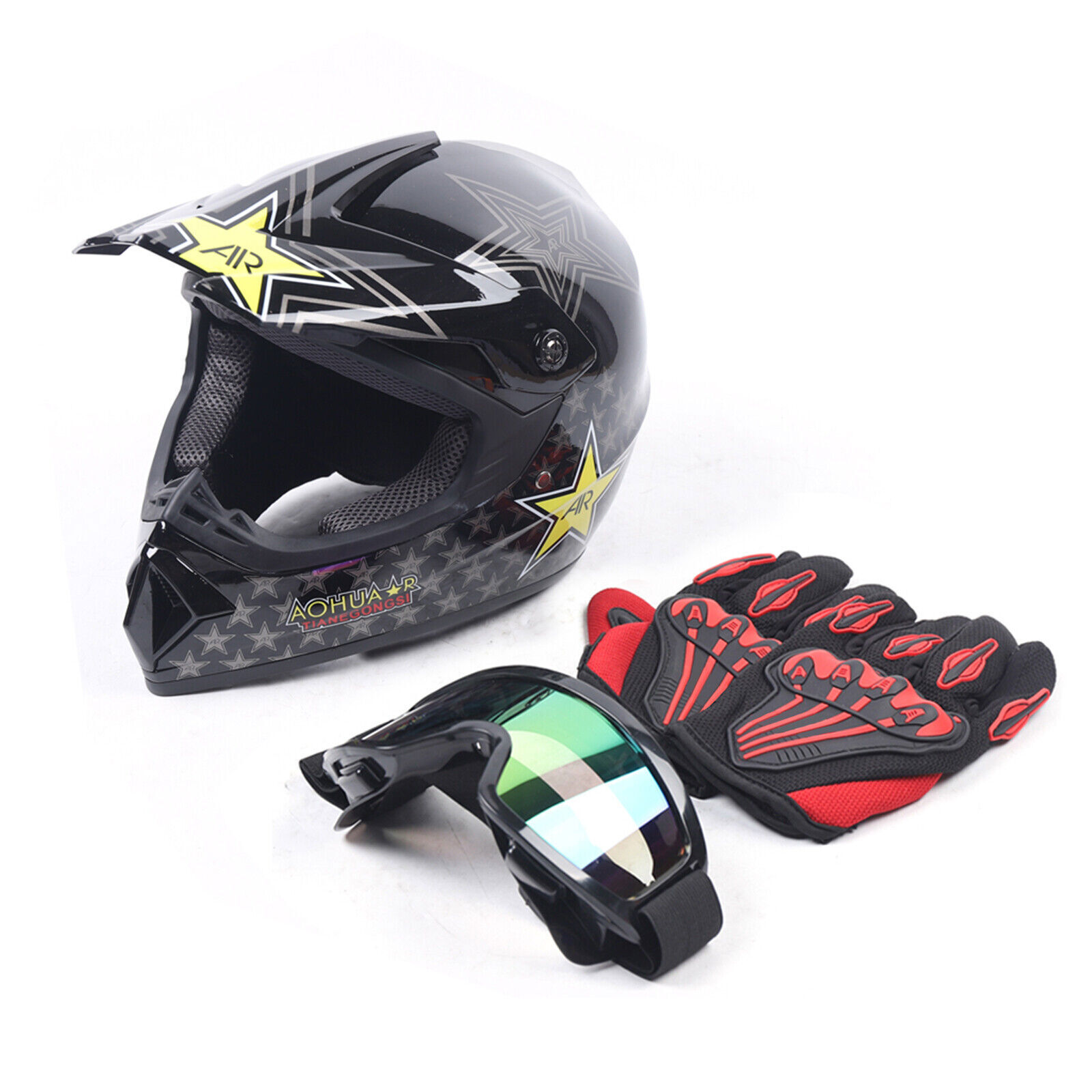 Helmet&Goggles&Gloves Set For Adult ATV Motocross Dirt Bike Motorcycle Off-Road