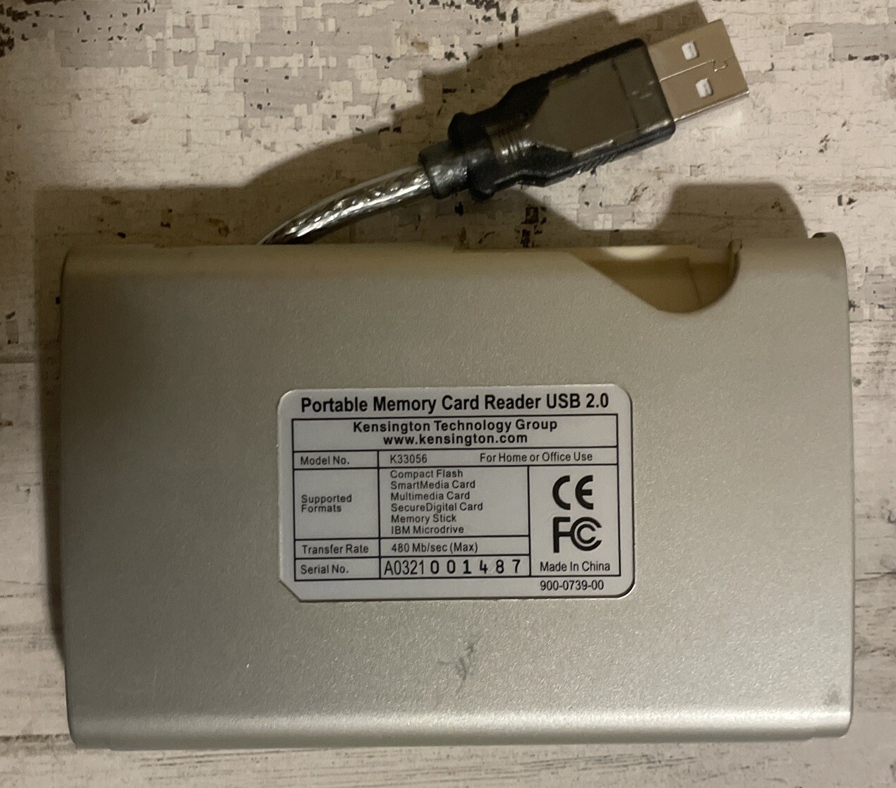 Kensington Portable Memory Card Reader USB 2.0 480mb/sec Model K33056